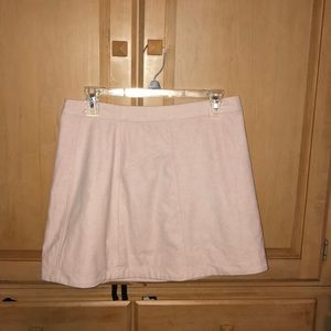 Light pink suede a-line mini skirt